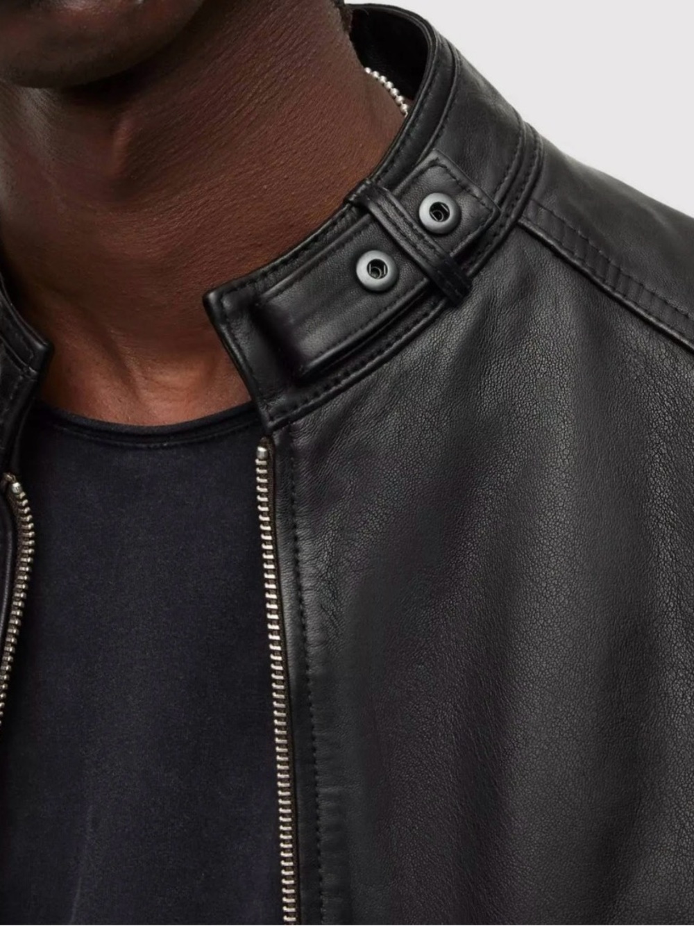 All Saints Cora Black Leather Motorcycle Jacket - Picture 6 of 10